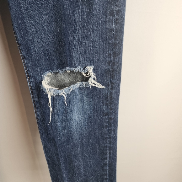 Abercrombie & Fitch Jeans Men 28x30 Slim Straight Button Fly Distress Dark Denim - Picture 5 of 13